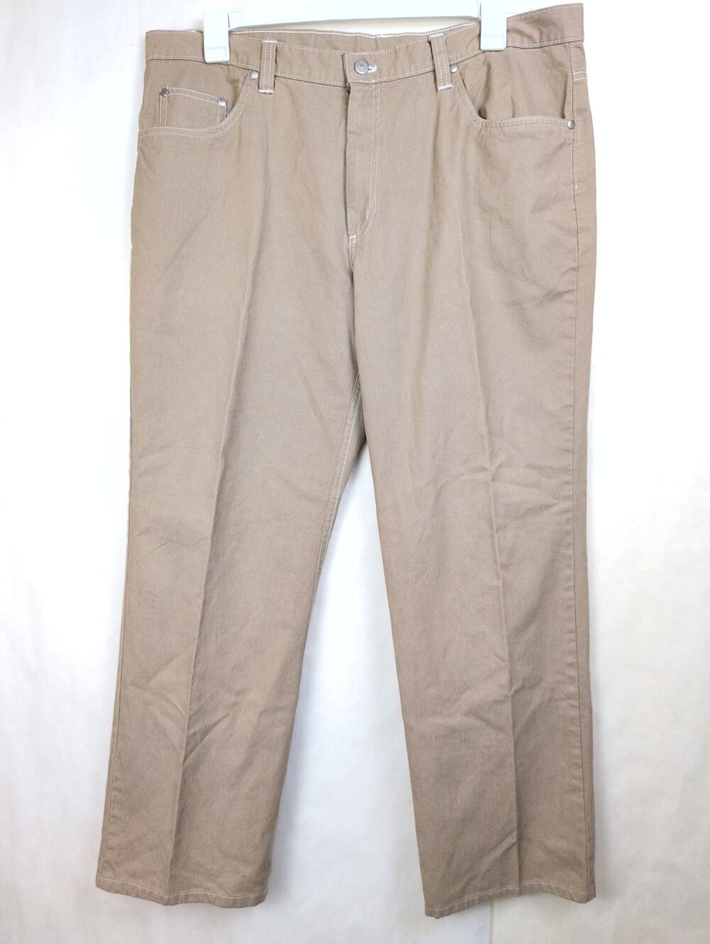 Tom James tan cotton twill pants Size 40 Preppy Minimal Classic Casual